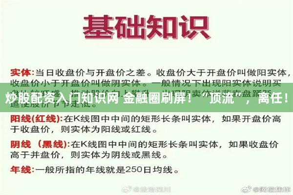 炒股配资入门知识网 金融圈刷屏！“顶流”，离任！