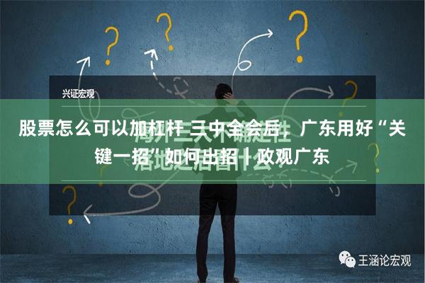 股票怎么可以加杠杆 三中全会后，广东用好“关键一招”如何出招｜政观广东