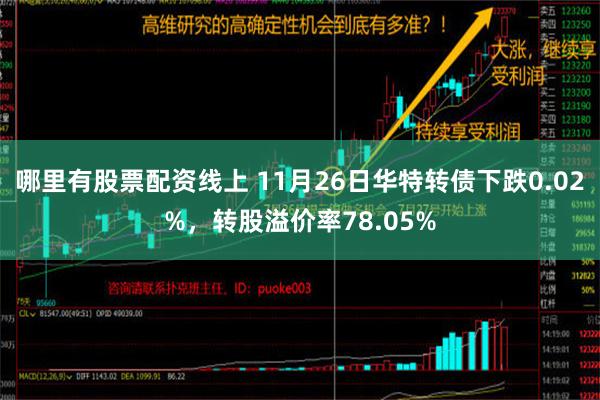 哪里有股票配资线上 11月26日华特转债下跌0.02%，转股溢价率78.05%